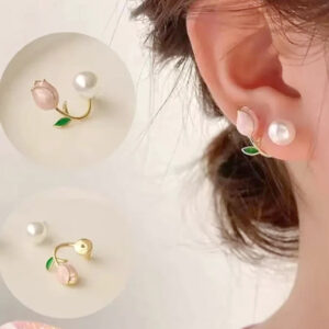 2 in 1 Pearl & Flower Studs for Girls & Women