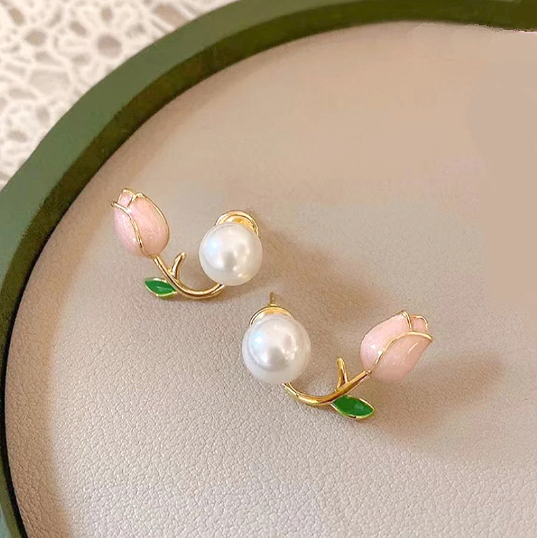 2 in 1 Pearl & Flower Studs for Girls & Women - Image 3