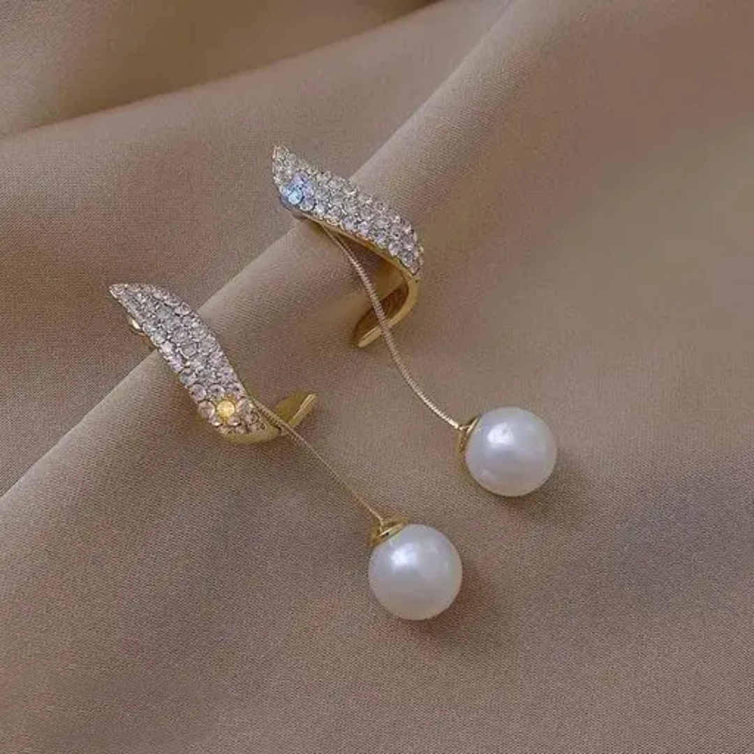 Hanging Pearl with Hook Shape Earrings - Image 2