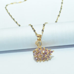 Gold-Tone Swan Pendant with Lavender Stones