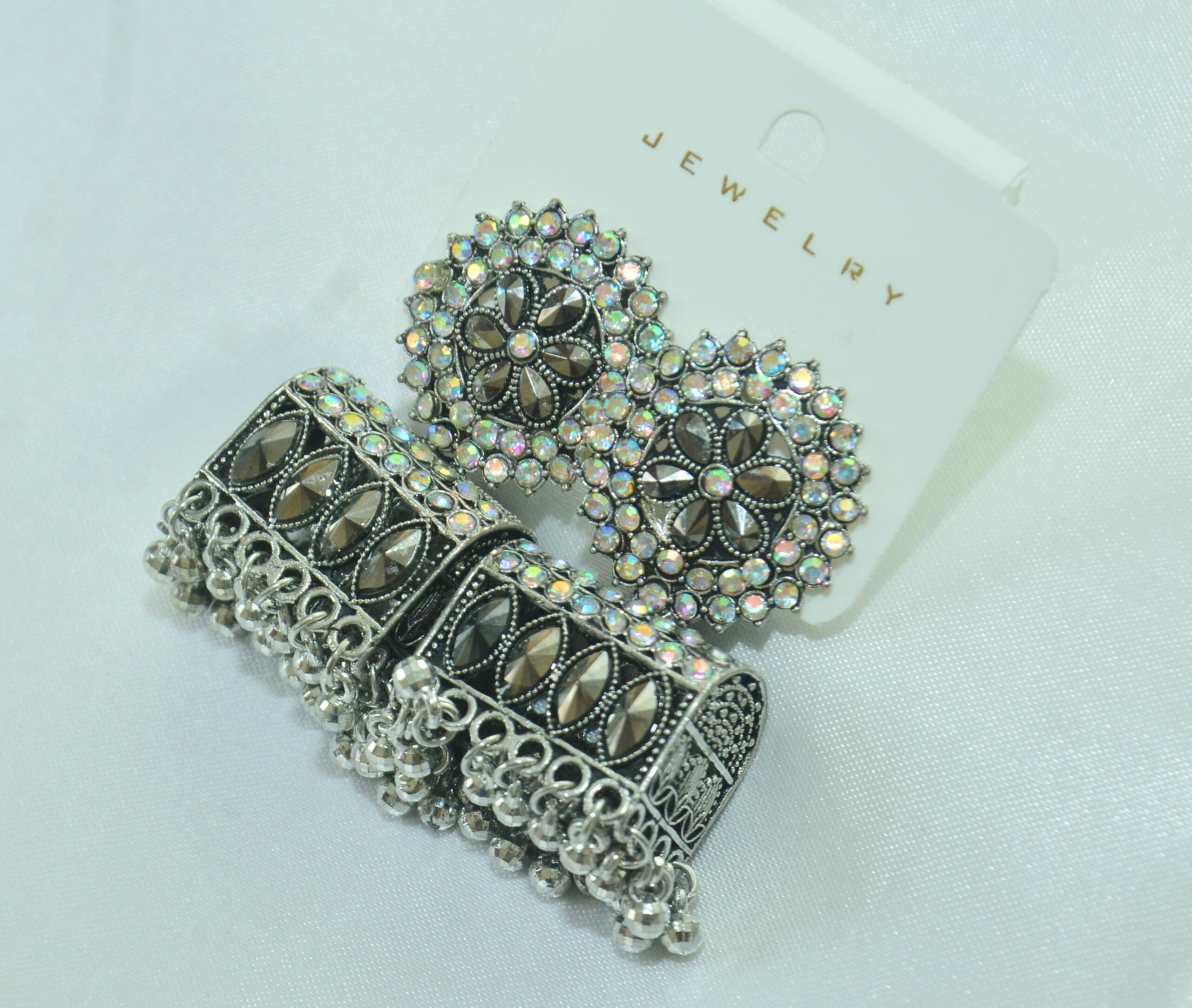 Antique Oxidized Silver Tribal Earrings - Image 3