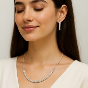 Crystal Grace Set – Elegant Silver Necklace & Earrings Duo