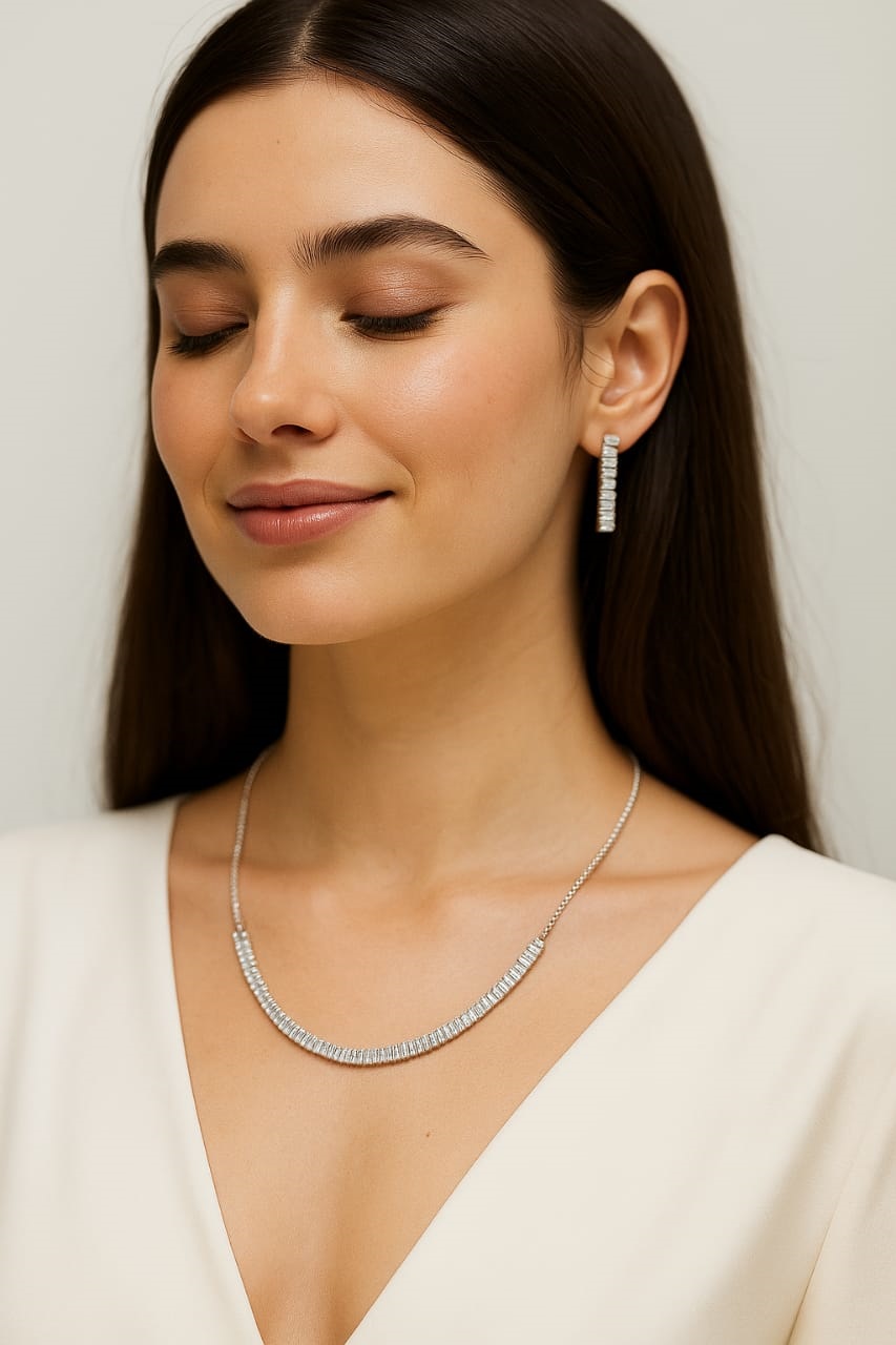 Crystal Grace Set – Elegant Silver Necklace & Earrings Duo