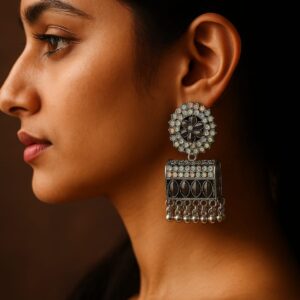 Antique Oxidized Silver Tribal Earrings