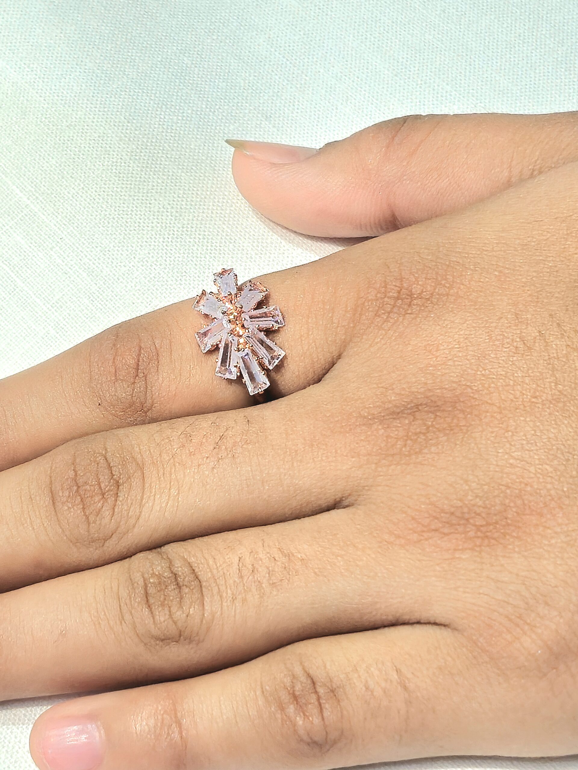 Adjustable Starburst Crystal Statement Ring - Image 3