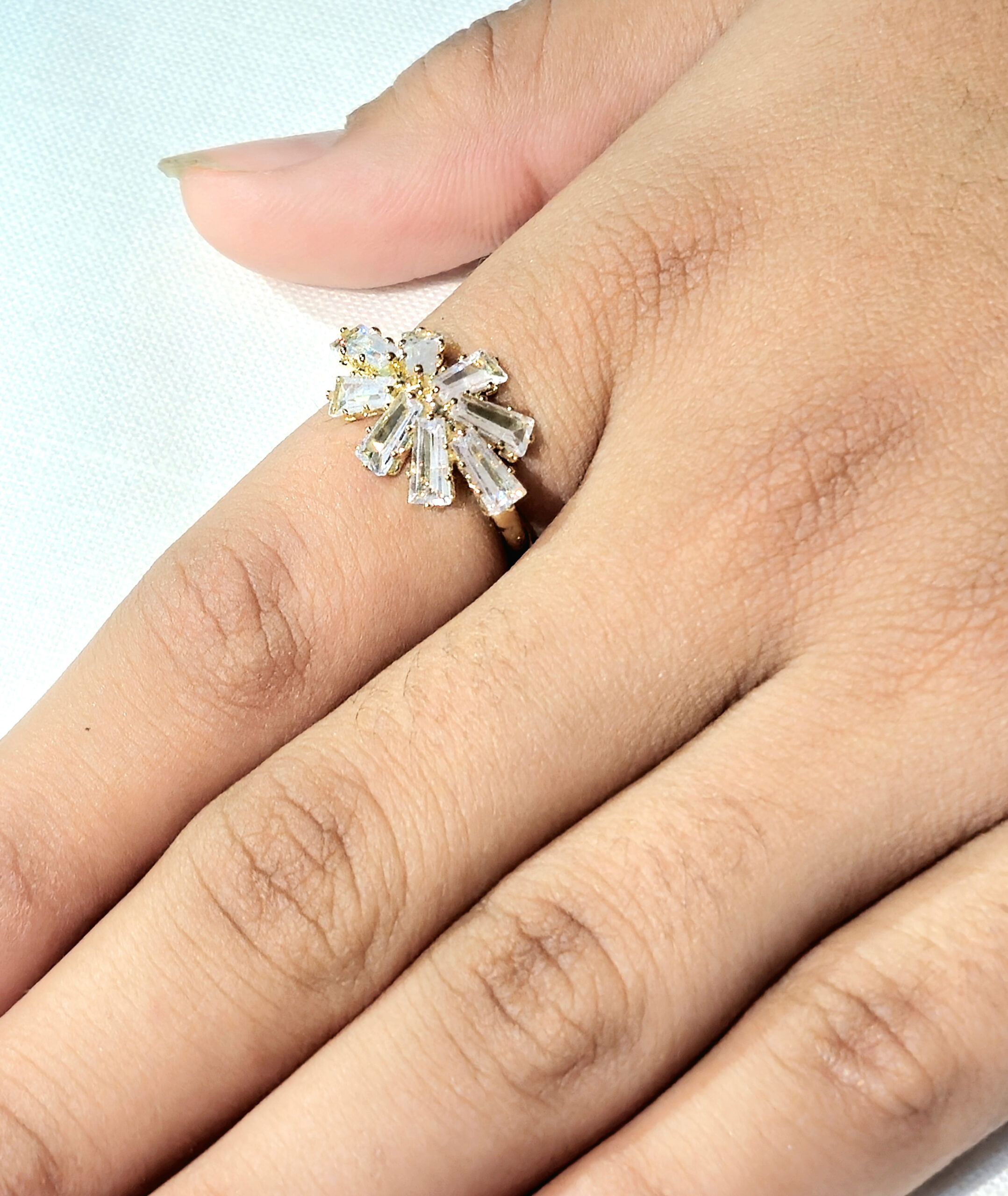 Adjustable Starburst Crystal Statement Ring - Image 2