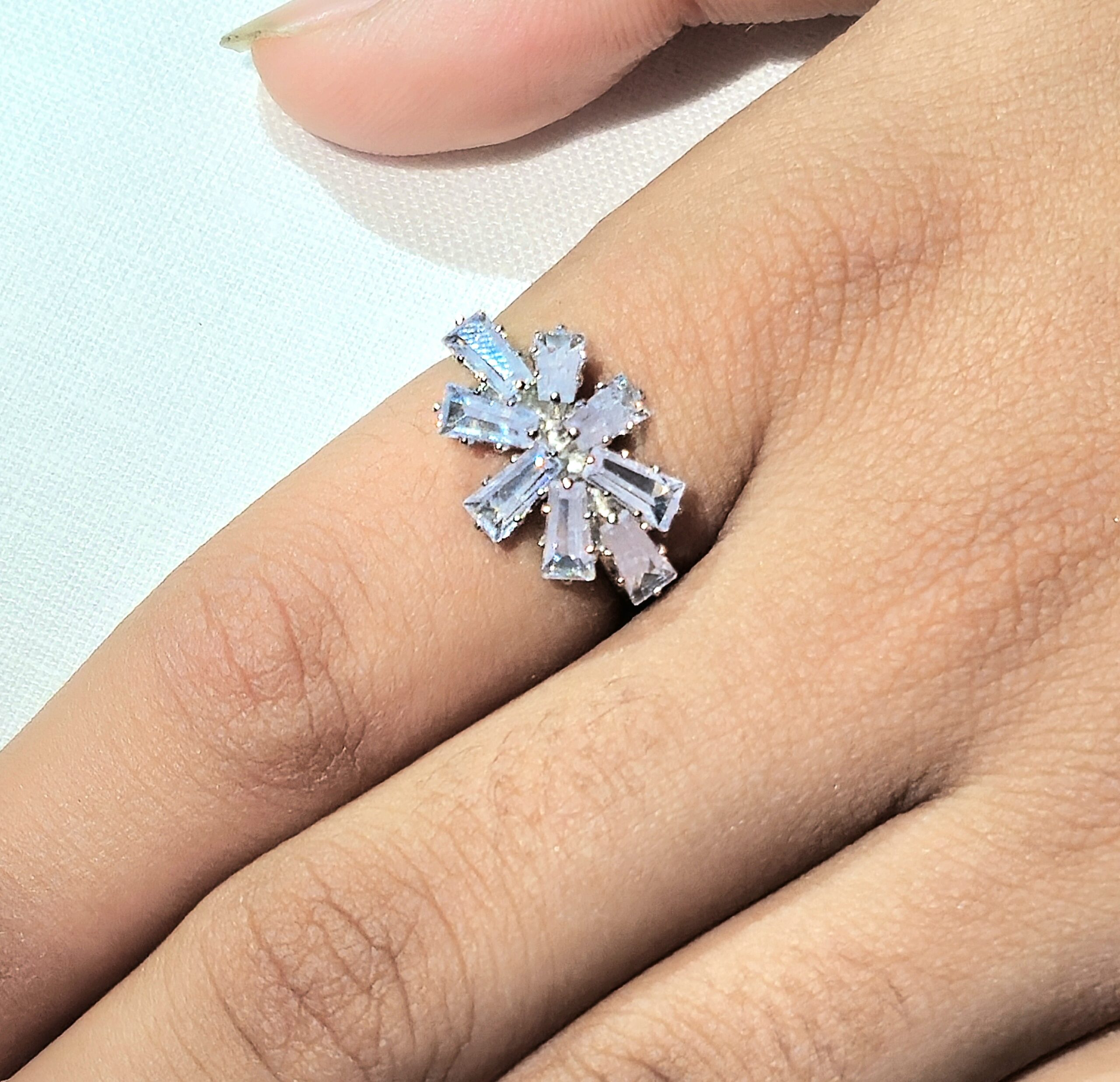 Adjustable Starburst Crystal Statement Ring