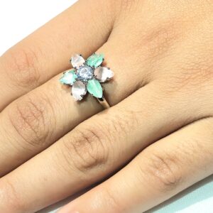 Adjustable Elegant Floral Gemstone Ring