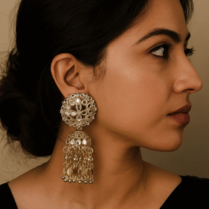 Royal Gold Kundan Jhumka Earrings