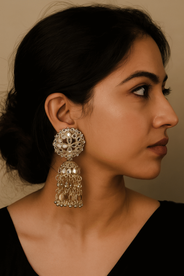 Royal Gold Kundan Jhumka Earrings
