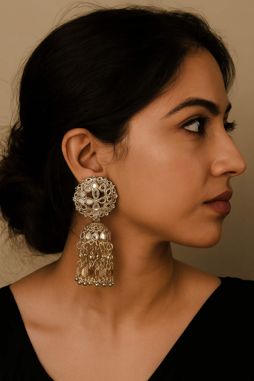 Royal Gold Kundan Jhumka Earrings