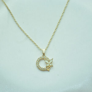 Golden Moon & Butterfly Pendant Necklace