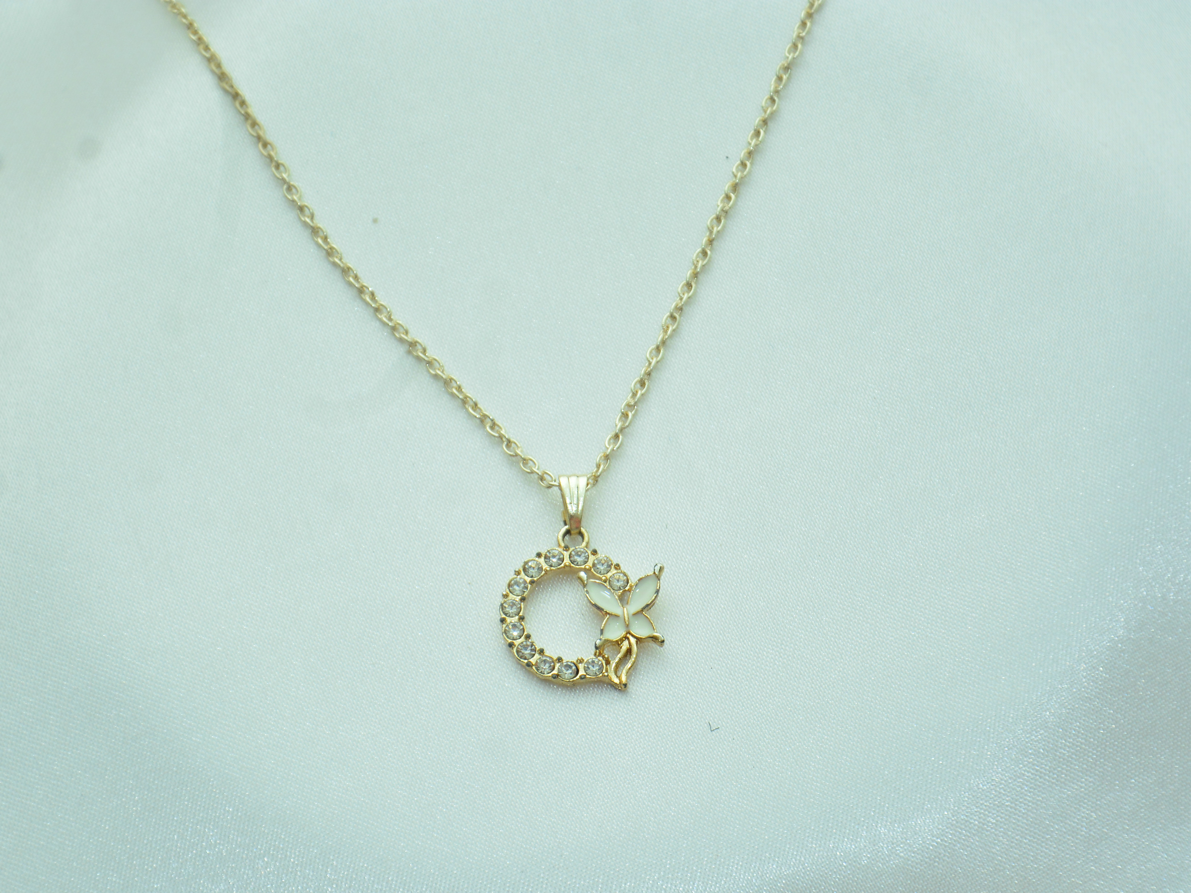 Golden Moon & Butterfly Pendant Necklace