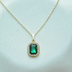 Emerald Solitaire Pendant Necklace