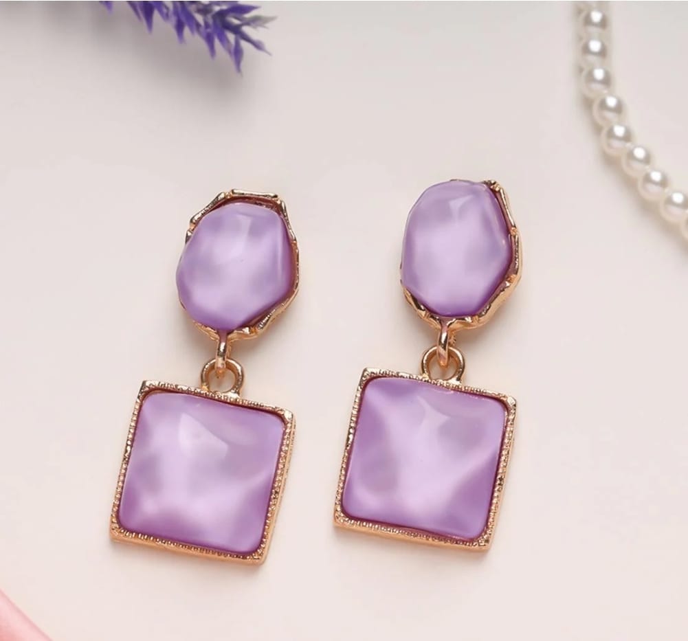 Elegant Lavender Gold-Plated Drop Earrings