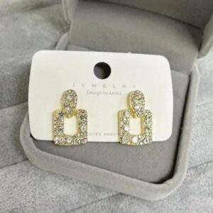 Gold Crystal Geometric Drop Earrings