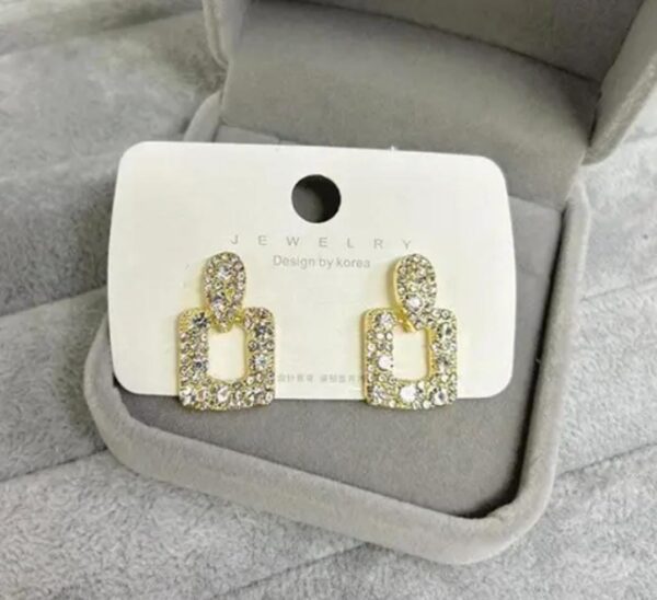 Gold Crystal Geometric Drop Earrings
